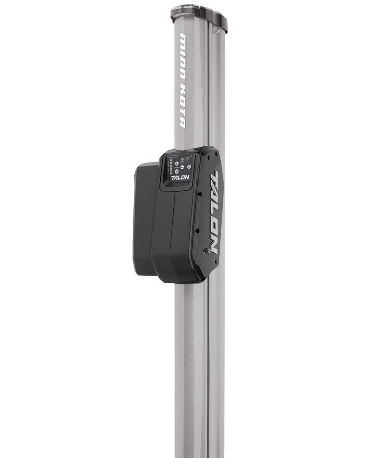 The Minn Kota Talon Shallow Water Anchor features Bluetooth, a silver vertical pole, black control box, and “Talon” branding on the side.