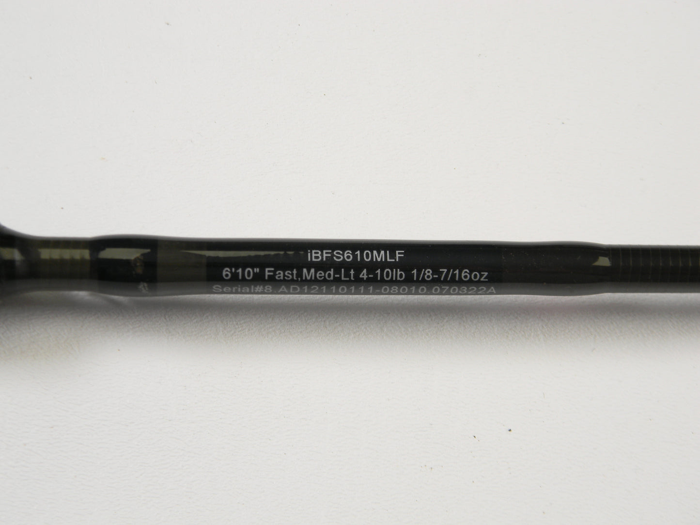 Close-up of the Cashion Icon Series iBFS610MLF 6'10" Medium Light Casting Rod, ideal for your fishing needs or eligible for store credit through our Rod and Reel Trade-In program. Serial no: AD12110111-06010-070322A.