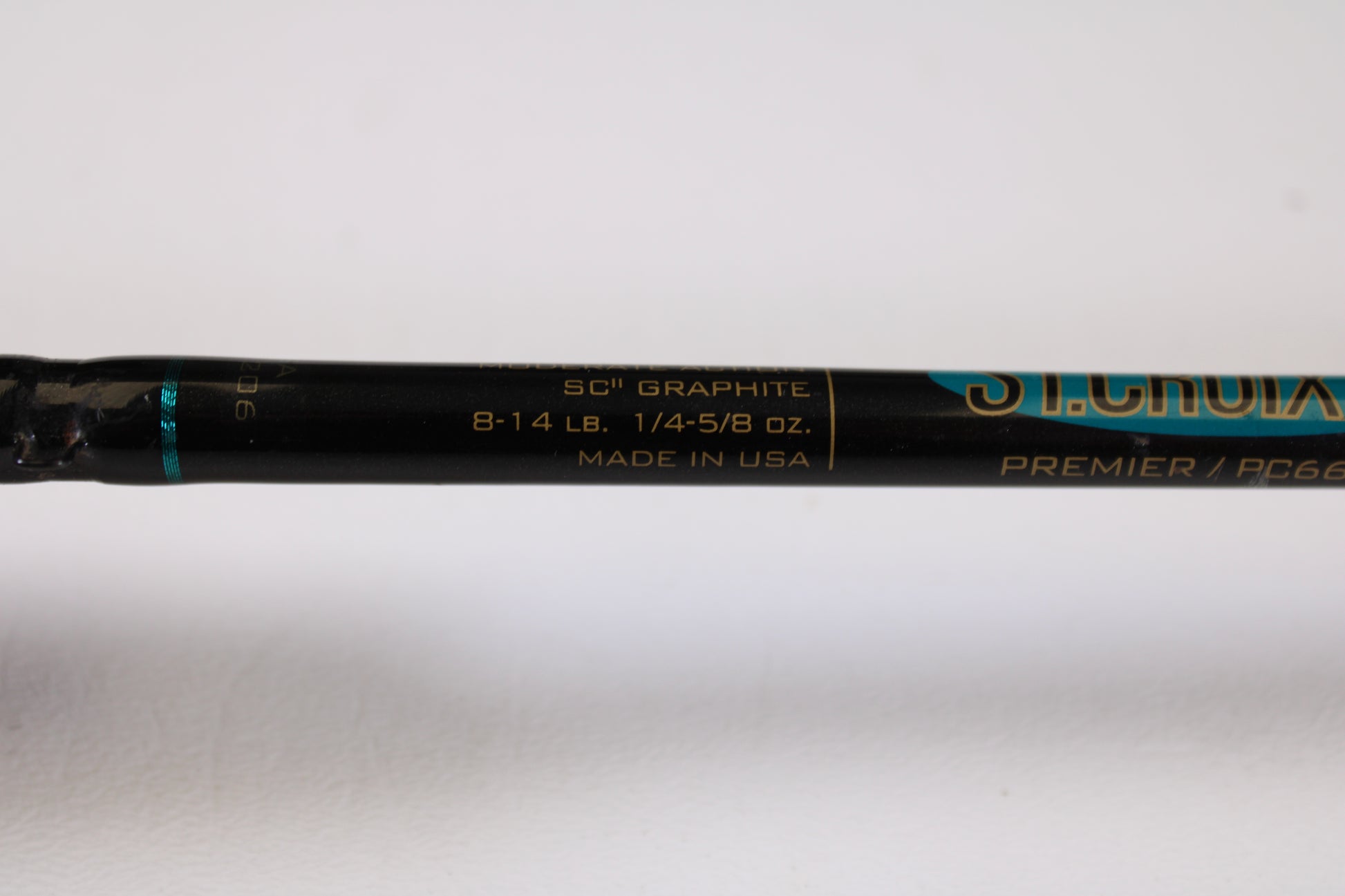 Close-up of a St. Croix Premier Crankbait PC66MM 6'6" Medium Used Casting Rod in very good condition—ideal for those interested in used gear or our Rod and Reel Trade-In Program.