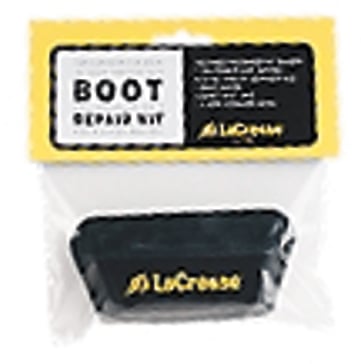 The Lacrosse Boot Repair Kit Universal, by Lacrosse, comes in a clear plastic package with a yellow and black label displaying the brand name and product details. It’s ideal for repairing boots and waders.