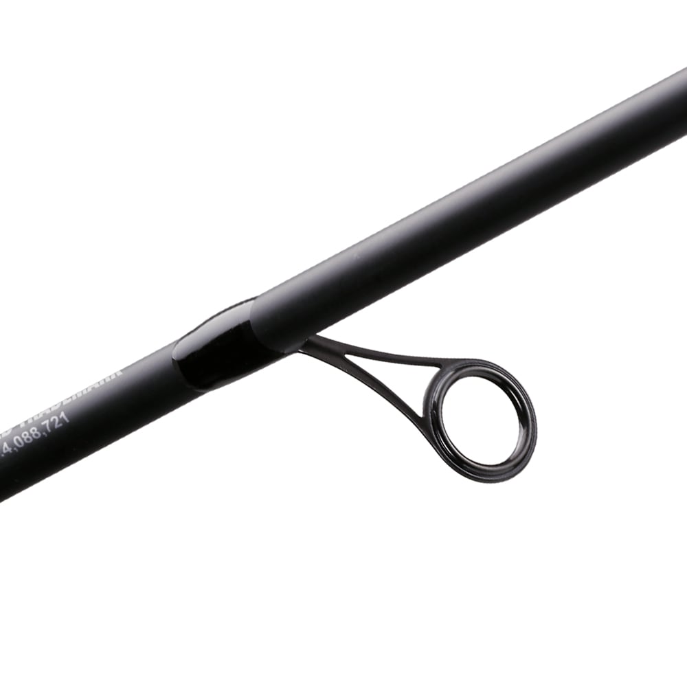 Close-up of the 13 Fishing Omen Black 3 Spinning Rod 7'5" Mag Medium, showing a circular line guide—an excellent option for serious anglers.