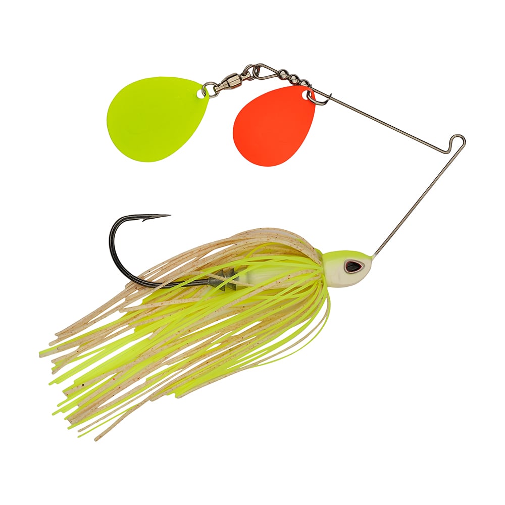 Berkley Power Blade Compact Double Colorado Spinnerbait White Chartreuse Orange/Chart