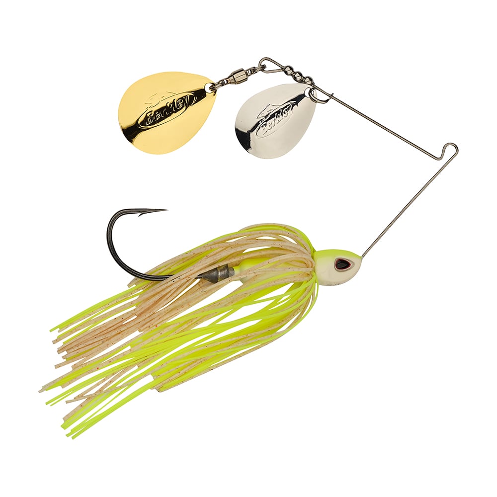 Berkley Power Blade Compact Double Colorado Spinnerbait White Chartreuse Silver/Gold