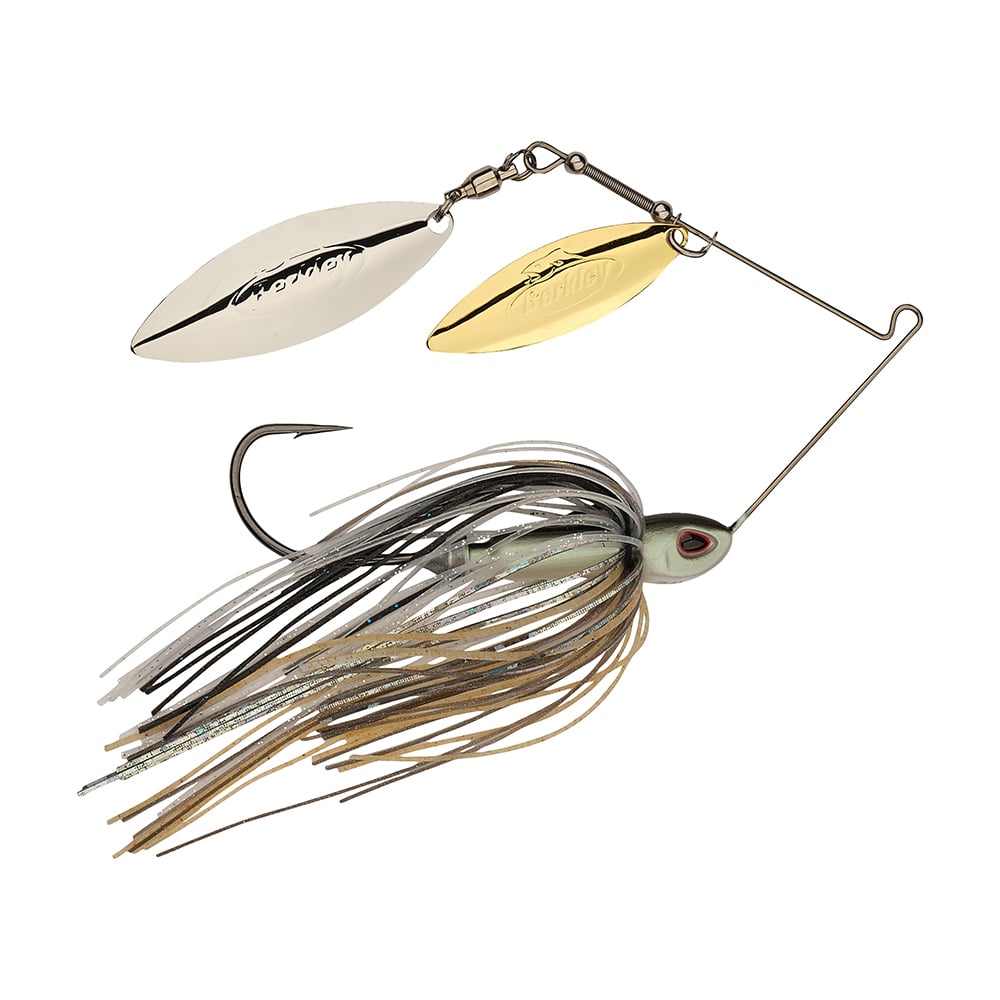 Berkley Power Blade Compact Double Willow Spinnerbait Shad Spawn Gold/Silver