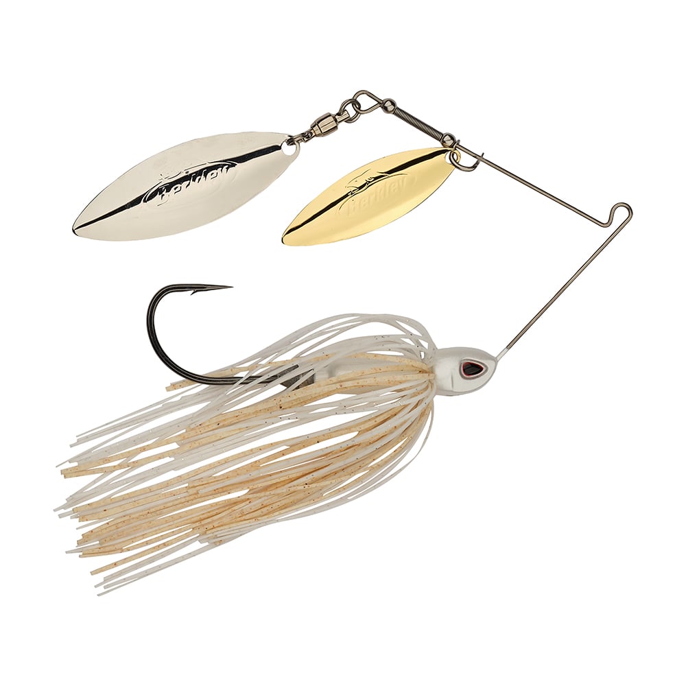 Berkley Power Blade Compact Double Willow Spinnerbait White Gold/Silver