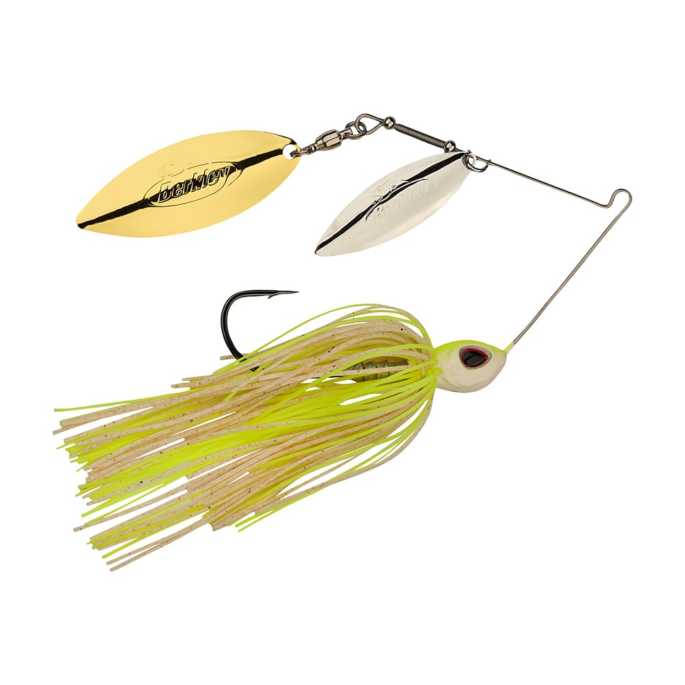 Berkley Power Blade Double Willow Spinnerbait White Chartreuse Silver/Gold