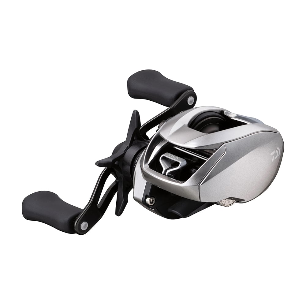 The Daiwa Zillion SV TW Casting Reel 6.3:1 (ZLNSVG100) features a silver finish, SV BOOSTER SYSTEM, and two black ergonomic handles, displayed against a plain white background.
