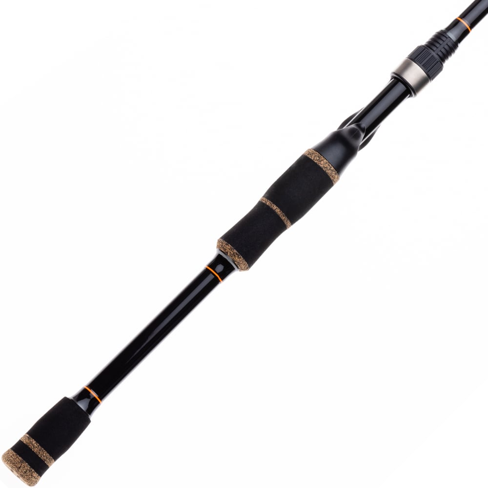 Close-up of the Halo XD III Pro Casting Rod 7'6" Extra Heavy (HFXDIII76XHC) by Halo showing its black handle with foam grips and metal reel seat, positioned diagonally on a white background.