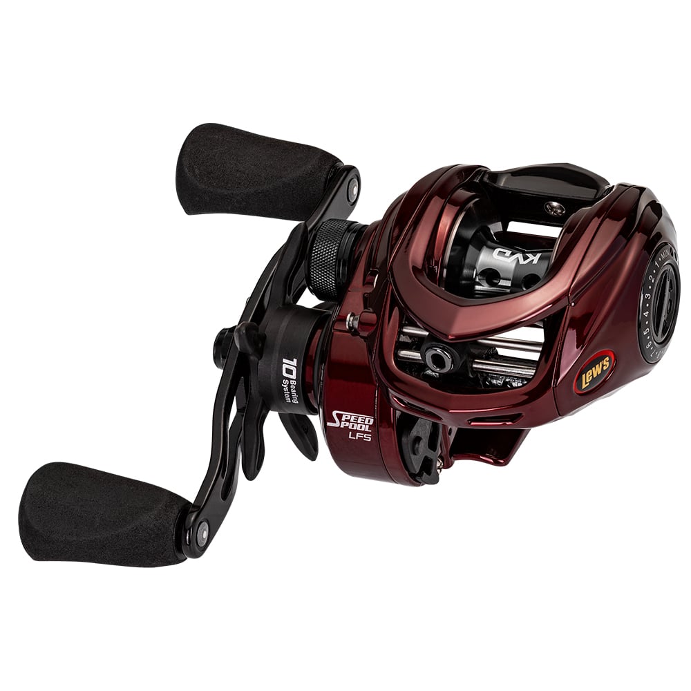 The Lew's KVD LFS Series Casting Reel 8.3:1 Right Hand (KVD1XH) offers precision casting and smooth reeling, featuring dual handles and ergonomic grips for comfort.
