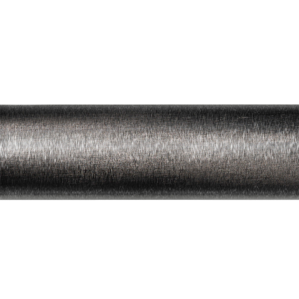 A close-up of a cylindrical rod with a brushed, textured surface, resembling the SCIII+ carbon fiber construction of the St. Croix Victory Spinning Rod 6'8" Medium Tactical (VTS68MXF), displayed horizontally on a white background.