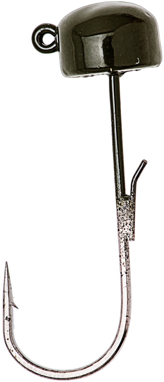 A close-up of the Z-Man Finesse ShroomZ jig head from Z-Man, featuring a curved metal hook and round, dark weighted head—ideal for Ned Rig setups and pairing with ElaZtech baits.