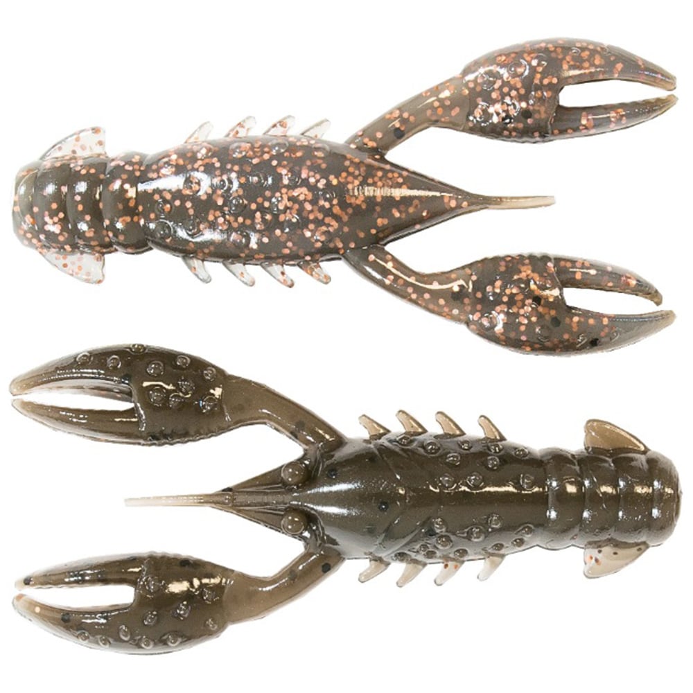 The americanlegacyfishing Z-Man TRD Crawz 2.5" Mudbug | TRDCR-325 lures, in brown with orange speckles, are perfect for Ned-rigging. Their realistic claws and segmented bodies mimic crayfish effectively, making them ideal finesse jig trailers to attract fish.