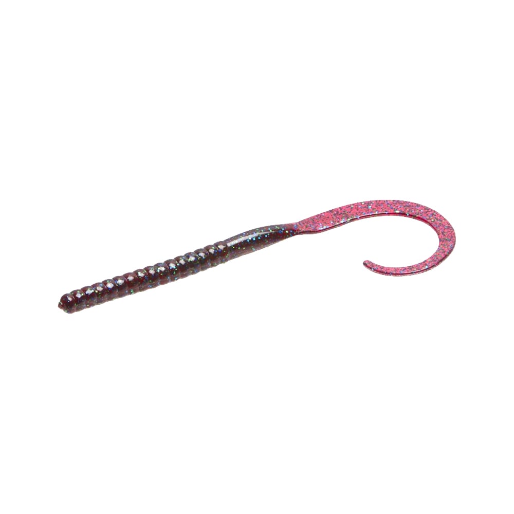 The Zoom Magnum Ol' Monster by Zoom is a soft plastic worm-shaped fishing lure in dark purple with glitter and a supple tail, specially designed to attract big fish.