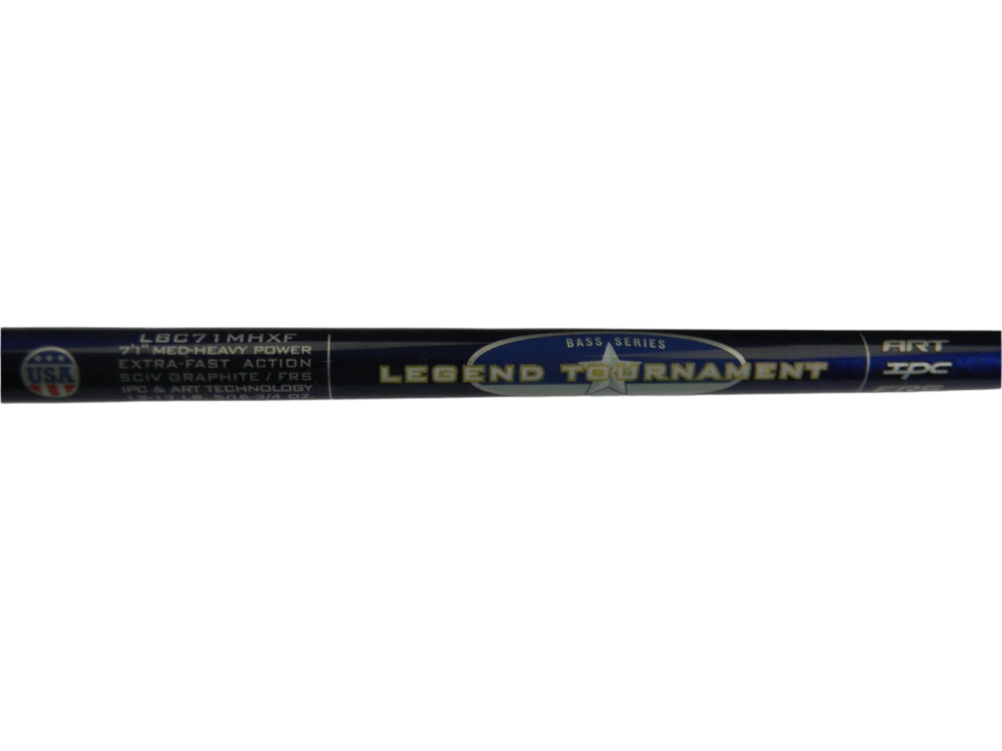 Close-up of a St. Croix Legend Tournament LBC71MHXF 7'1" Medium-Heavy, Extra-Fast Action Casting Rod in excellent used condition, made with SCIV Graphite. Eligible for our Rod and Reel Trade-In Program.