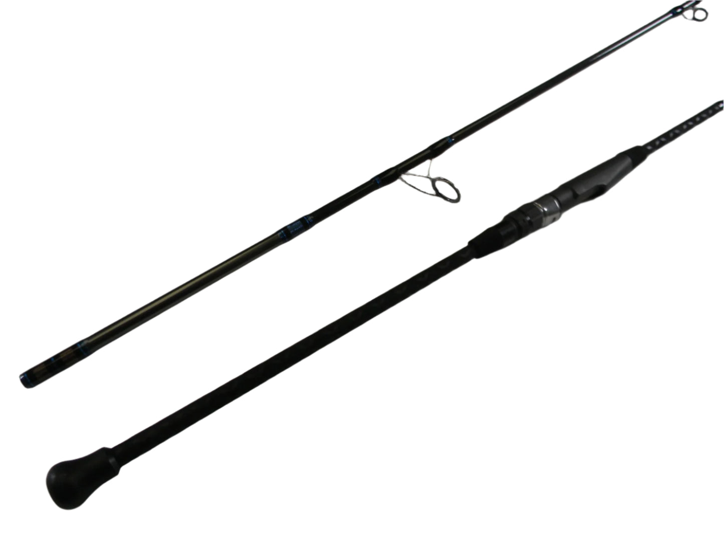 Two Tsunami Air Wave Elite TSAWESS762LT 7'6" used spinning rods in excellent condition are shown against a white background, highlighting handle, reel seat, tip, and line guides—ideal for our Rod and Reel Trade-In Program evaluation.