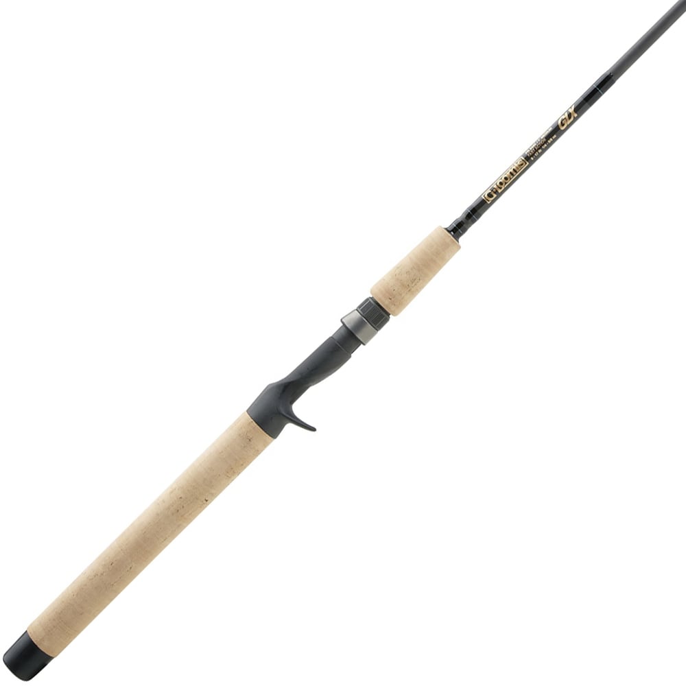 The G. Loomis Popping Fishing Rod PR844C GLX is displayed diagonally on a white background, featuring an ultra-sensitive GLX blank, cork handle, and black reel seat—perfect for precision flats fishing.