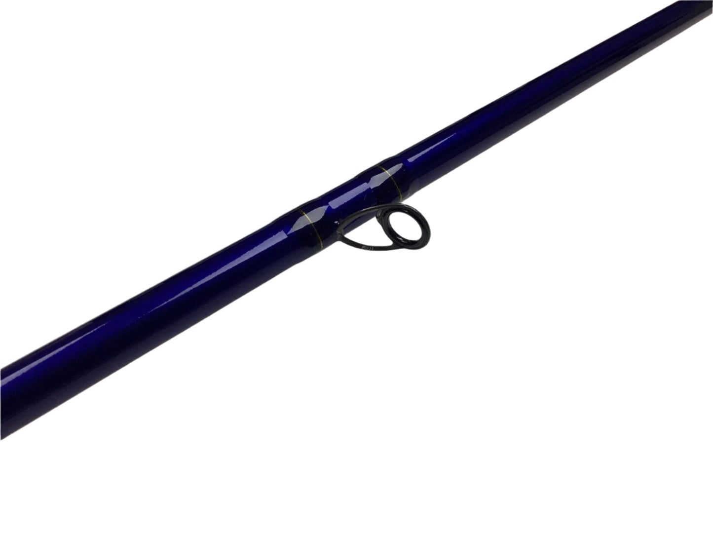 A close-up of a St. Croix Legend Tournament Musky Casting Rod Split Cork 8'6" Heavy Sling Blade, used in mint condition with a black guide loop, perfect for upgrades through our rod and reel trade-in program.