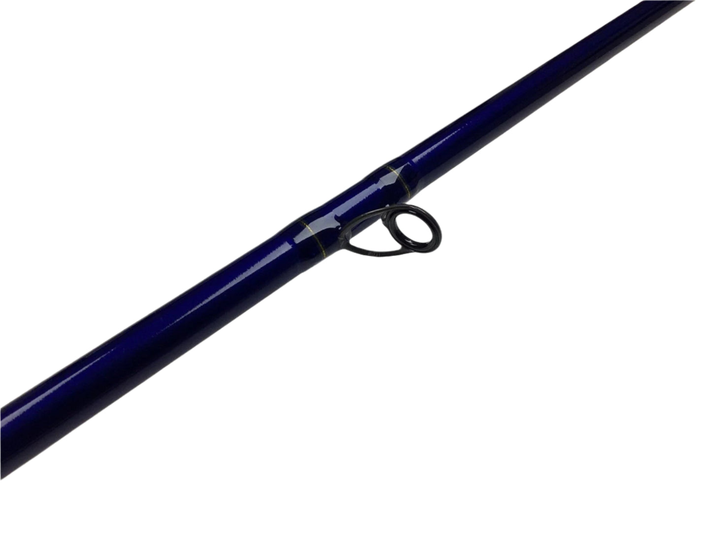A detailed close-up of a St. Croix Legend Tournament Musky Casting Rod Split Cork 7'6" Heavy The Jerk II shows a black line guide—ideal for evaluating this used, mint-condition rod before a trade-in.