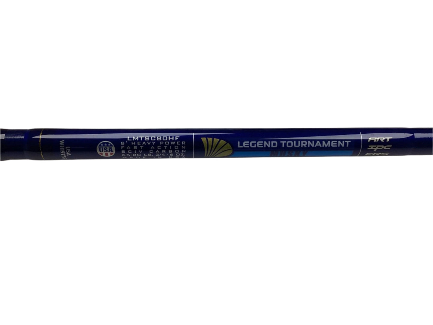 A close-up of a St. Croix Legend Tournament Musky Casting Rod Split Cork 8'0" Heavy Switch Blade, used but in mint condition, ideal for anyone interested in our Rod and Reel Trade-In Program to upgrade their gear for store credit.