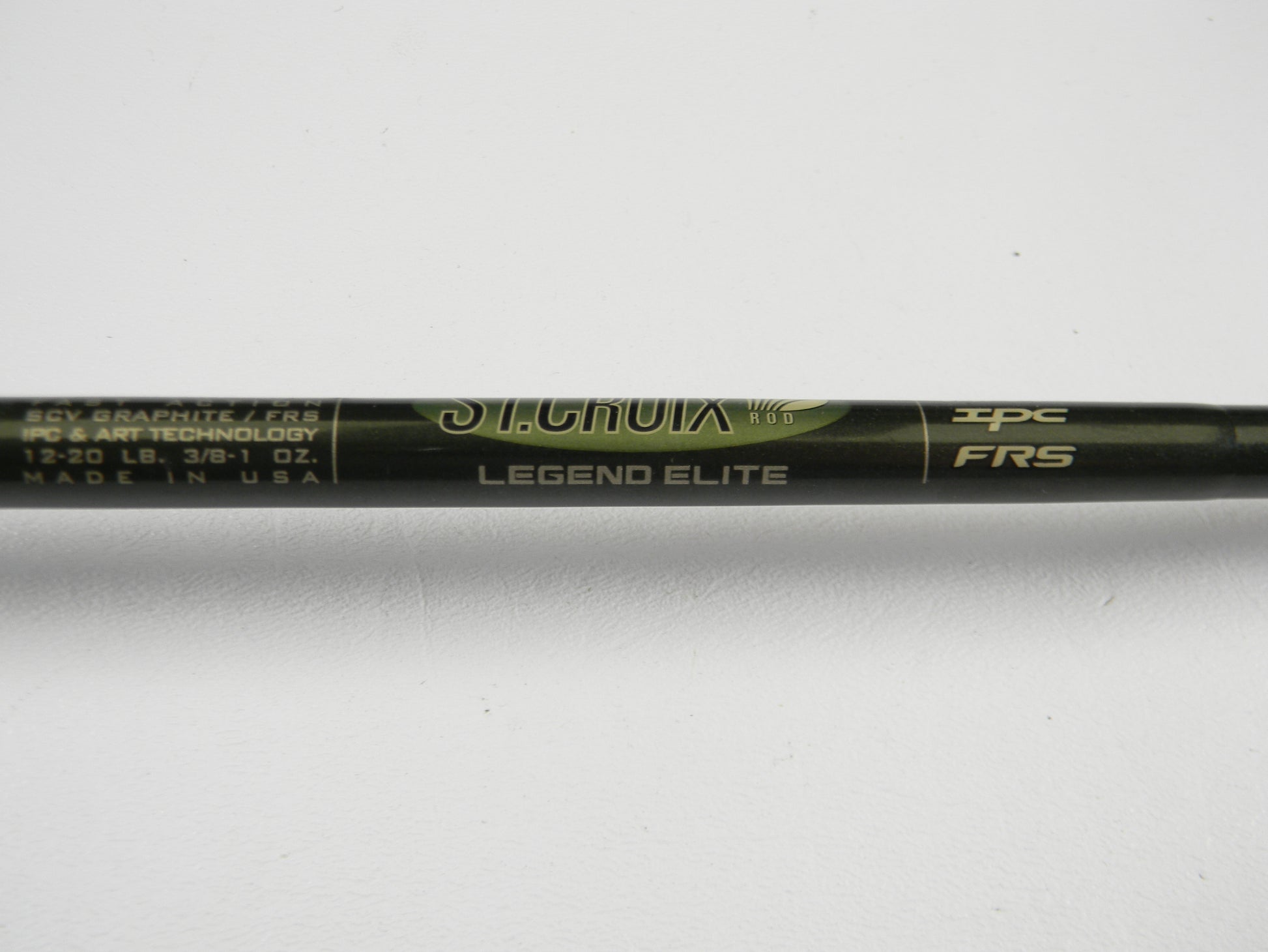 A close-up of the St. Croix Legend Elite EC68MHF 6'8" Medium Heavy used casting rod in very good condition, showcasing brand details and "Made in USA." Eligible for our Rod and Reel Trade-In Program—trade your used gear for store credit!.