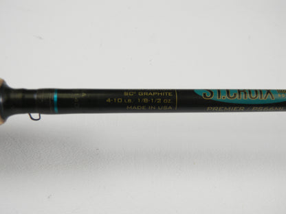 A close-up of the St. Croix Premier PS66MLF 6'6" Medium Light Spinning Rod (used, good condition) makes it an ideal candidate for our Rod and Reel Trade-In Program if you're considering upgrading your fishing gear.