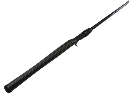 Close-up of the Edge Rods LMX MBR 703-1 Black Handle with textured grip against a white background. This sleek, used casting rod is available in our Rod and Reel Trade-In Program for store credit on used gear, highlighting its excellent condition.