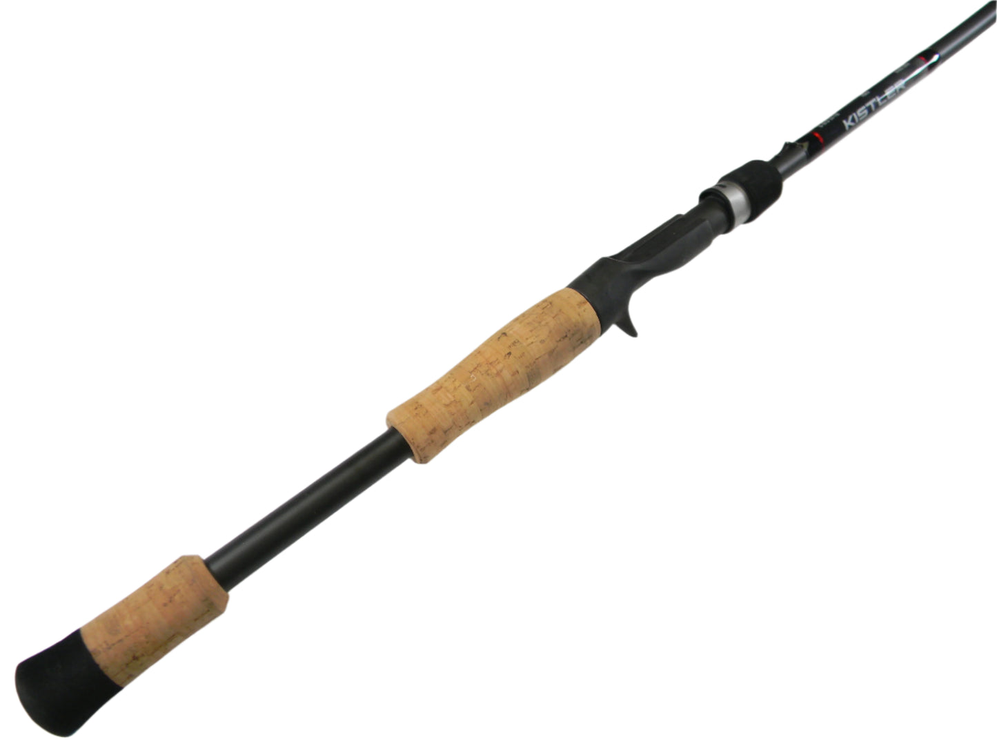 Discover the Kistler Feel n Reel FNR70MH casting rod, featuring a black shaft and cork handle. Ideal for the Nation's Best Rod and Reel Trade-In Program, its tapered handle and sleek design offer comfort for fishing enthusiasts.