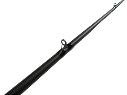 Close-up of a Kistler Feel n Reel FNR70MH 7'0" Medium Heavy black casting rod, angled diagonally to showcase its guide ring against a white background. Ideal for participants in the Nation's Best Rod and Reel Trade-In Program seeking store credit for used gear.