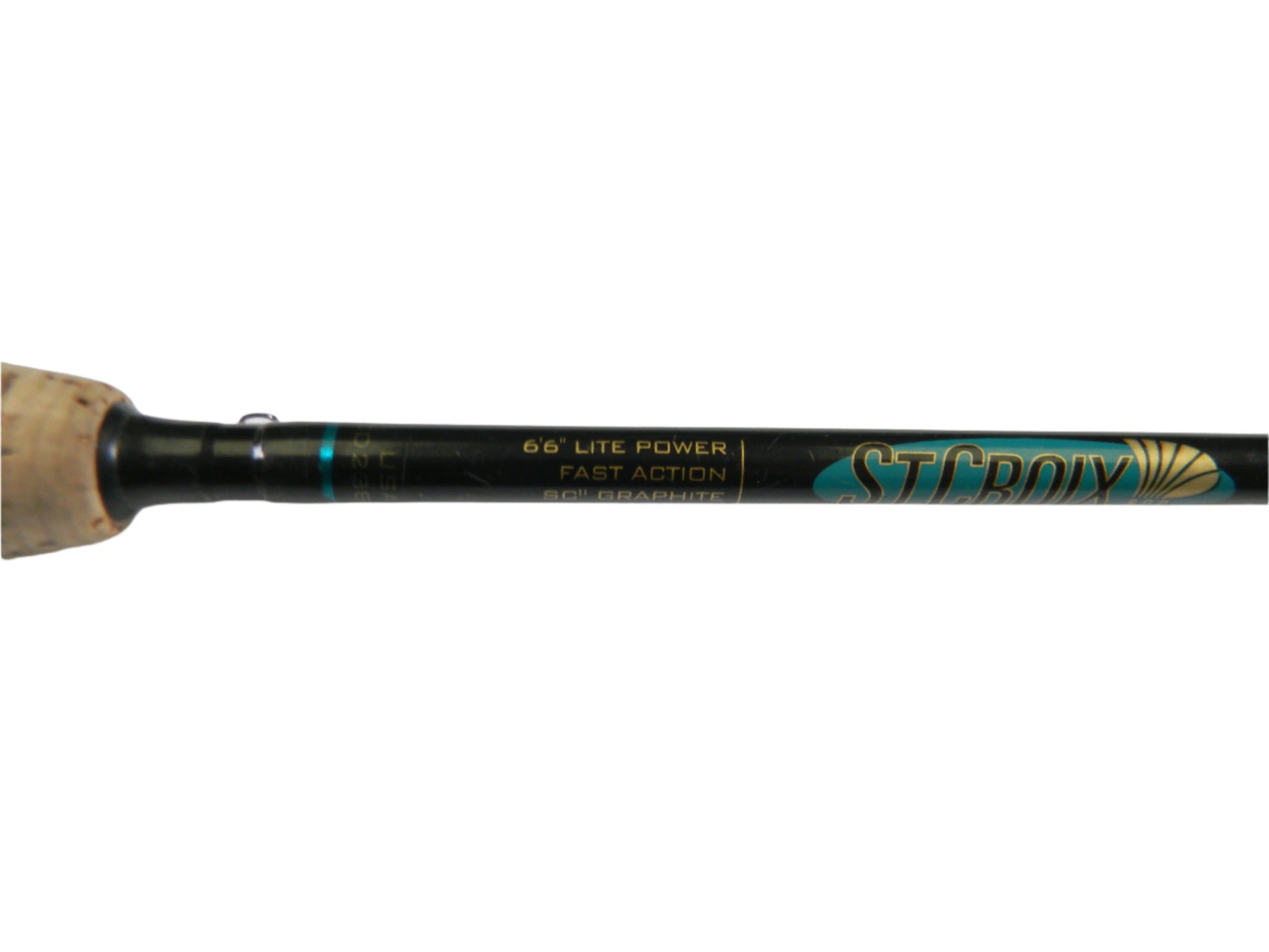 The St. Croix Premier PS66LF2 Spinning Rod, in good condition, features a cork handle and is labeled "6'6'' Lite Power, Fast Action, SCII Graphite." Consider our Rod and Reel Trade-In Program for fresh adventures and potential store credit.