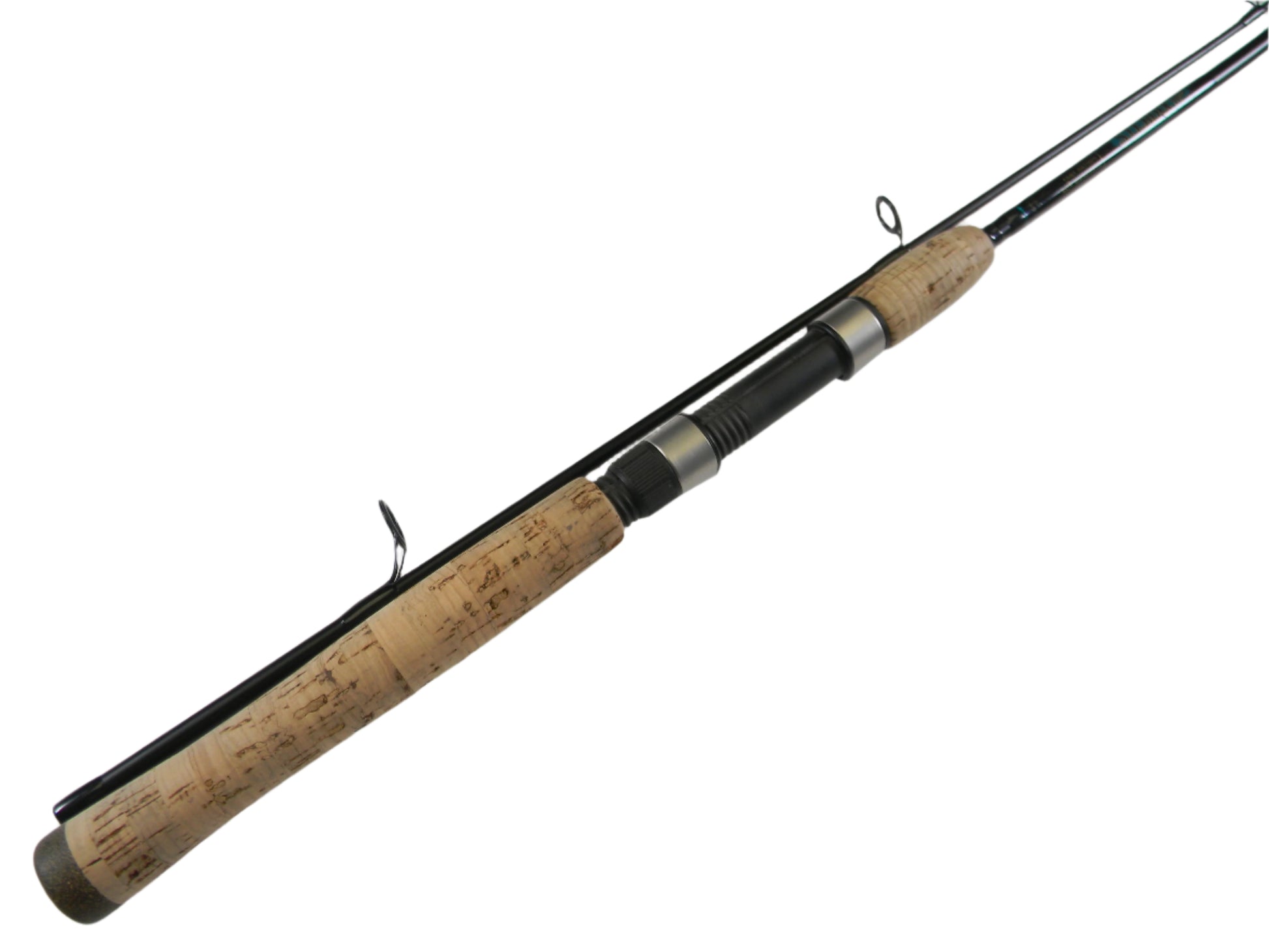The St. Croix Premier PS66MF2 6'6" Medium 2 Piece Spinning Rod, featuring a cork handle and black metal guides, is available for participants in our Rod and Reel Trade-In Program.