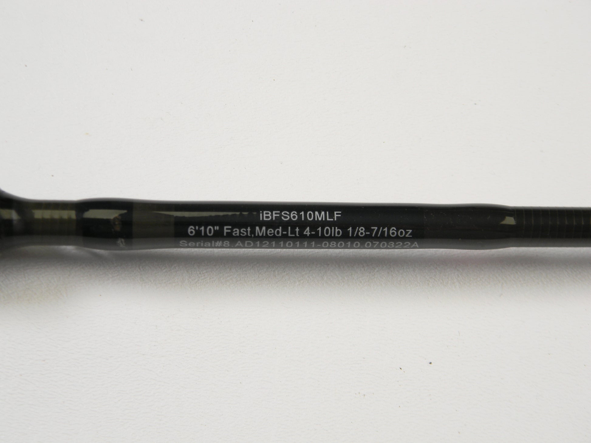 Close-up of the Cashion Icon Series iBFS610MLF 6'10" Medium Light Casting Rod, ideal for your fishing needs or eligible for store credit through our Rod and Reel Trade-In program. Serial no: AD12110111-06010-070322A.