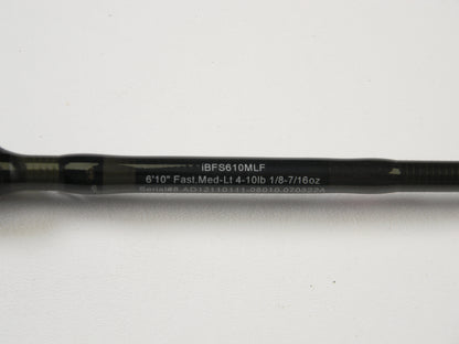 Close-up of the Cashion Icon Series iBFS610MLF 6'10" Medium Light Casting Rod, ideal for your fishing needs or eligible for store credit through our Rod and Reel Trade-In program. Serial no: AD12110111-06010-070322A.