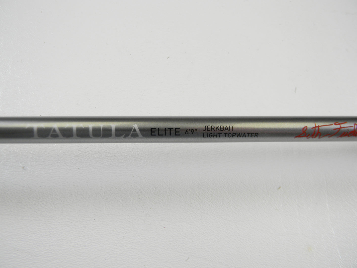 Close-up of a Daiwa Tatula Elite TAEL691MLRB 6'9" Medium Light Jerkbait/Light Topwater Used Casting Rod in mint condition—ideal for Rod and Reel Trade-In or store credit on quality used Daiwa gear.