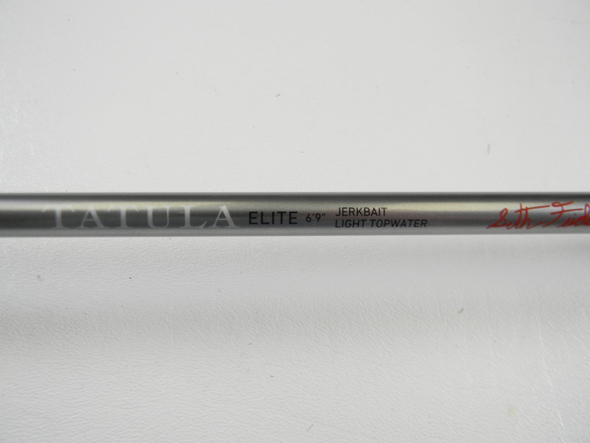 Close-up of a Daiwa Tatula Elite TAEL691MLRB 6'9" Medium Light Jerkbait/Light Topwater Used Casting Rod in mint condition—ideal for Rod and Reel Trade-In or store credit on quality used Daiwa gear.