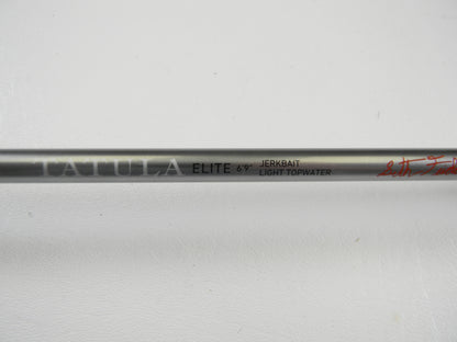 Close-up of a Daiwa Tatula Elite TAEL691MLRB 6'9" Medium Light Jerkbait/Light Topwater Used Casting Rod in mint condition—ideal for Rod and Reel Trade-In or store credit on quality used Daiwa gear.