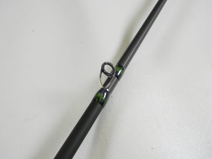 A close-up of a Megabass Orochi X10 F4-68XT Jabberwock 6'8" Medium Light Used Casting Rod in excellent condition, ideal for those looking to upgrade gear through the Rod and Reel Trade-In Program for store credit.