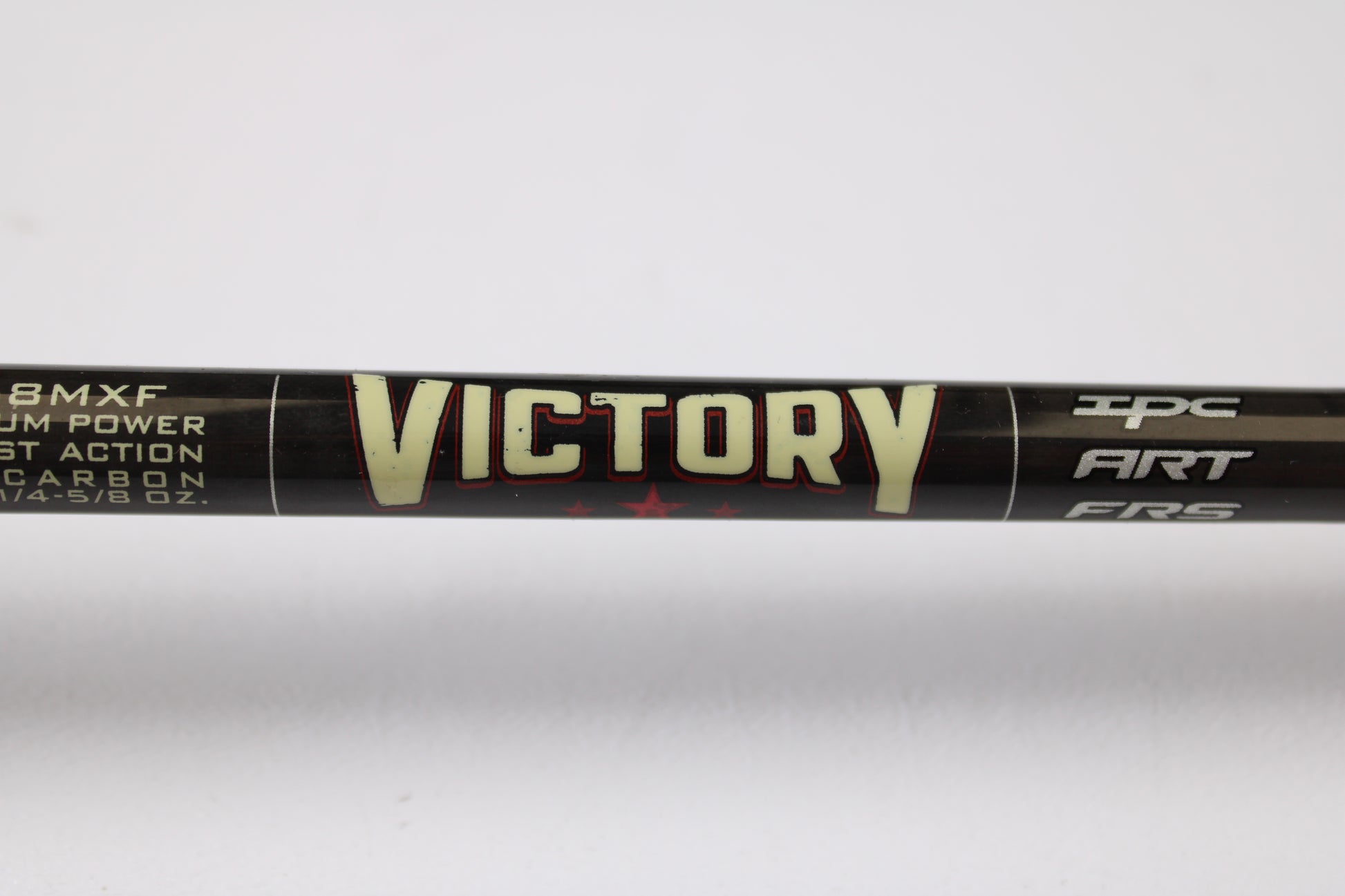 Close-up of a St. Croix Victory VTC68MXF The Jerk 6'8" Medium casting rod in very good condition, featuring bold "VICTORY" lettering—ideal for trading in your used gear through our Rod and Reel Trade-In Program for store credit.
