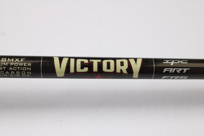 Close-up of a St. Croix Victory VTC68MXF The Jerk 6'8" Medium casting rod in very good condition, featuring bold "VICTORY" lettering—ideal for trading in your used gear through our Rod and Reel Trade-In Program for store credit.
