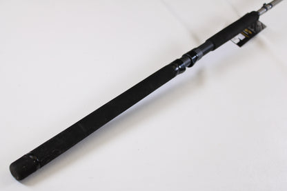 A close-up of a St. Croix Mojo Musky Trolling MMT70XHM 7'0" XH used casting rod in mint condition, ideal for upgrading through our Rod and Reel Trade-In Program for store credit on pre-owned gear.
