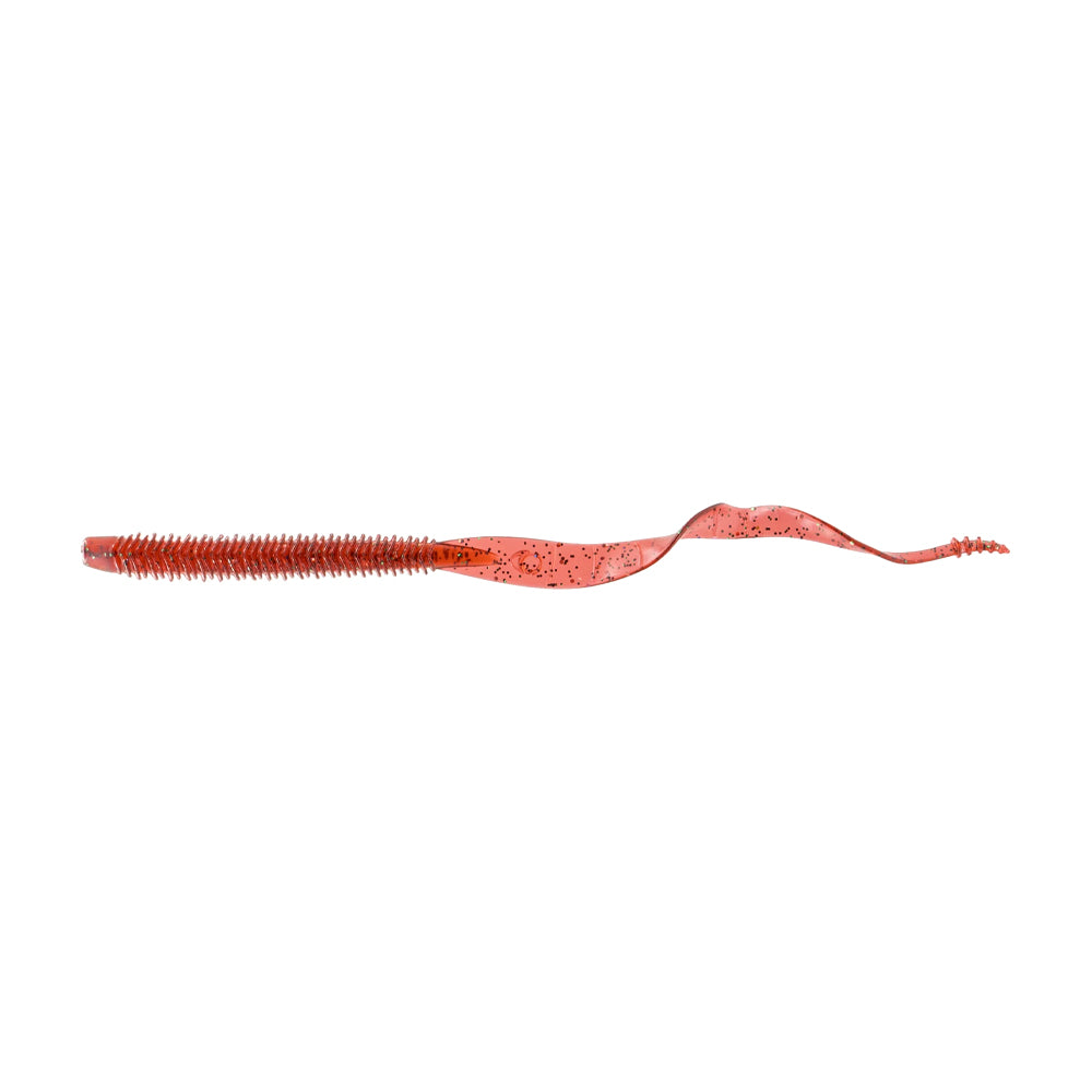 The 6th Sense Boosa 9.6 Ribbon Tail from American Legacy Fishing features a ribbed texture and curled tail for flexible movement. Its vibrant orange color with black specks makes it perfect for attracting attention in the water.