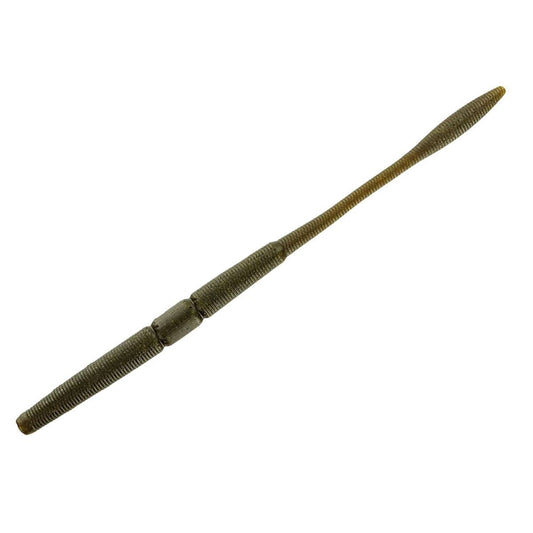 Big Bite Baits Nekorama Worm 7in 12pk Matte Green Pumpkin No Flake