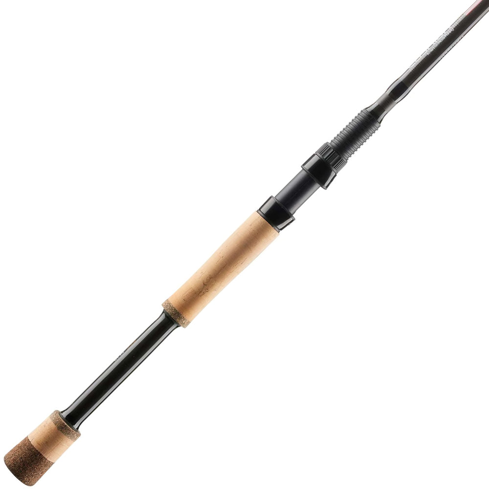 The Cashion Element Z2 Series Spinning Rod Multi Purpose 7'0" Medium Heavy (EZ2MP7MHFS) features a sleek black design, cork handle grips, and a sturdy reel seat—ideal for versatile fishing. Shown on a clean white background.