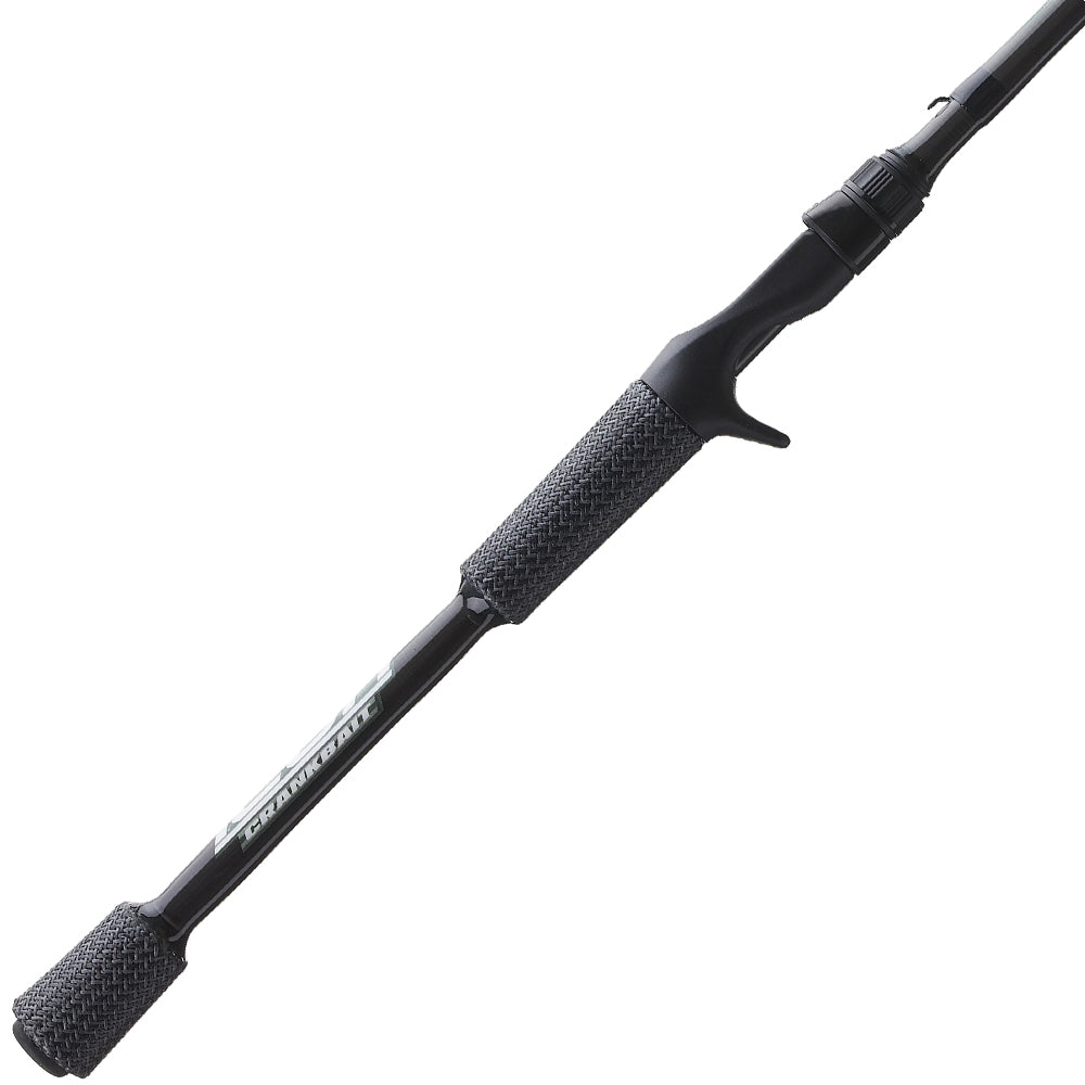 The Cashion Rods ICON Series Crankbait Casting Rod 7'0" Medium Heavy (IC7MHMF) is shown diagonally on a white background, highlighting its black finish, textured non-slip grips, trigger-style reel seat, and American-made quality.