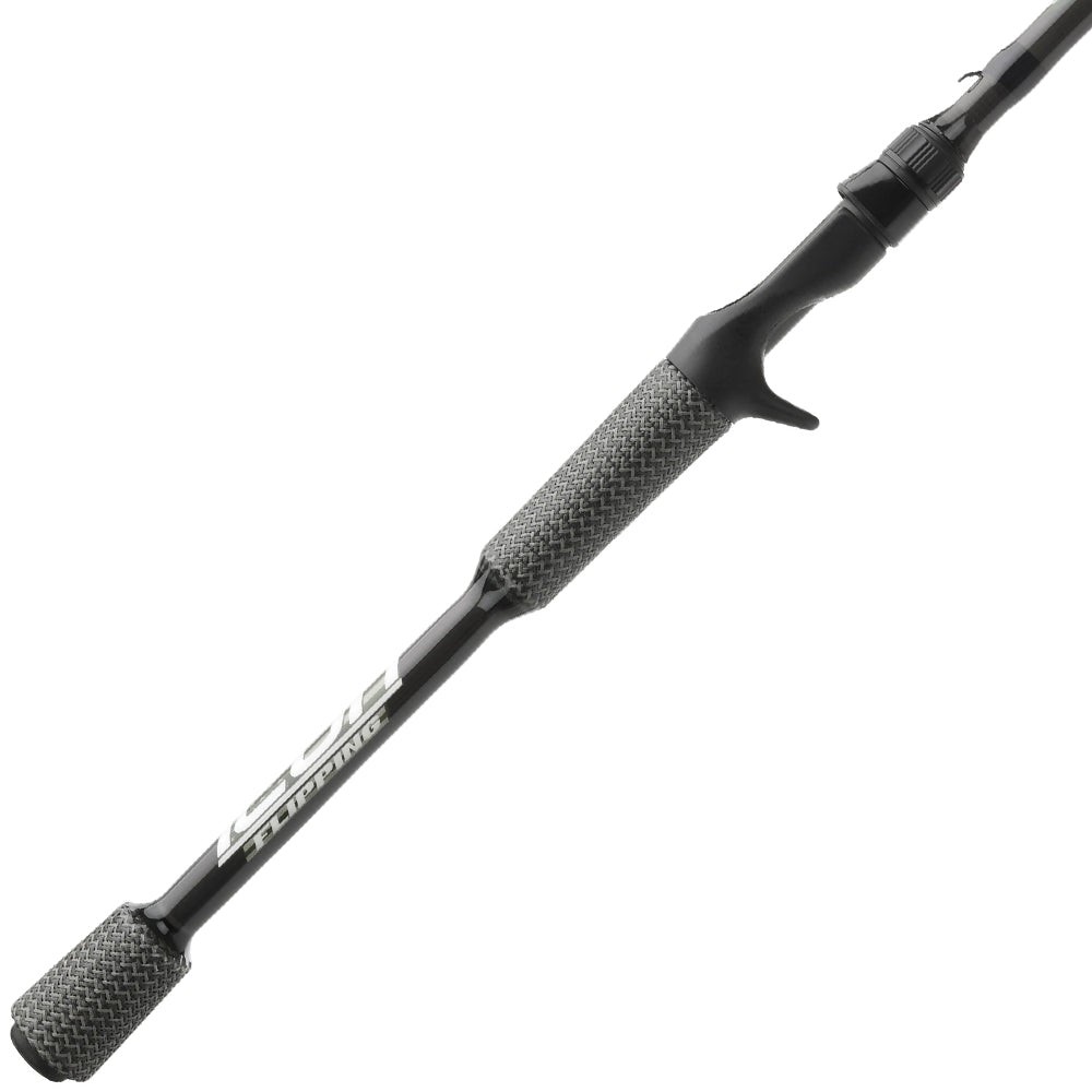 A close-up view of the Cashion Rods ICON Series Flipping Casting Rod 7'6" Heavy | IF76HF shows textured gray grips and a "SLX SPINNING" label on the handle, echoing Cashion's signature style.