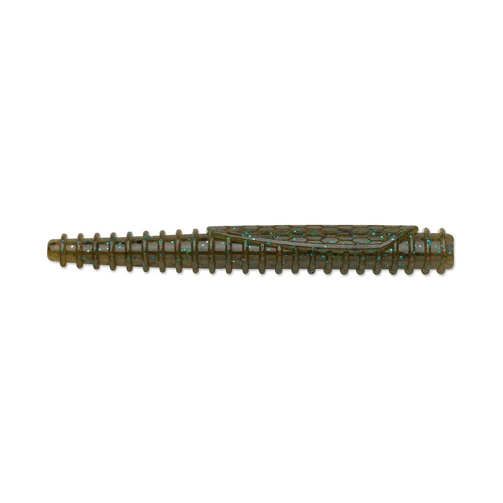 Discover the Rapala Crush City Ned BLT pen. Featuring a textured surface with turquoise accents on a brown base, its TPE cylindrical design ensures durability. The cap clip adds convenience, making it ideal for jotting down bass fishing notes.