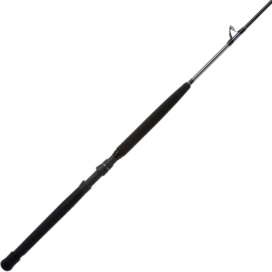 The Shimano Terez BW Conventional Slick Butt Rod 7'0" Medium Heavy (TZBWC70MHSBA) by Shimano features a sleek black design with foam grip, reel seat, and metal tip guide—perfect for anglers seeking a reliable offshore rod.