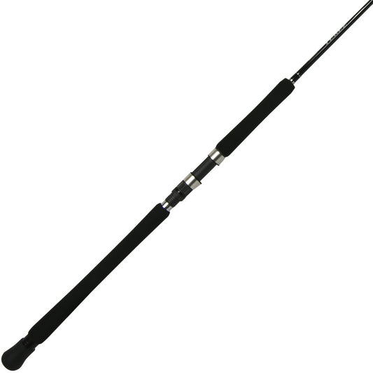 The Shimano Terez Spinning Rod 6'9" Medium Heavy (TZS69MH) by Shimano, featuring foam handles, a metal reel seat, and Spiral X Technology, is displayed diagonally against a white background.