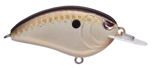 The SPRO Little John Type R 50 Crankbait is crafted to mimic a small fish, featuring realistic scales, a dark back, light belly, and red eye accent. It includes Gamakatsu treble hooks and a plastic bill for optimal diving.