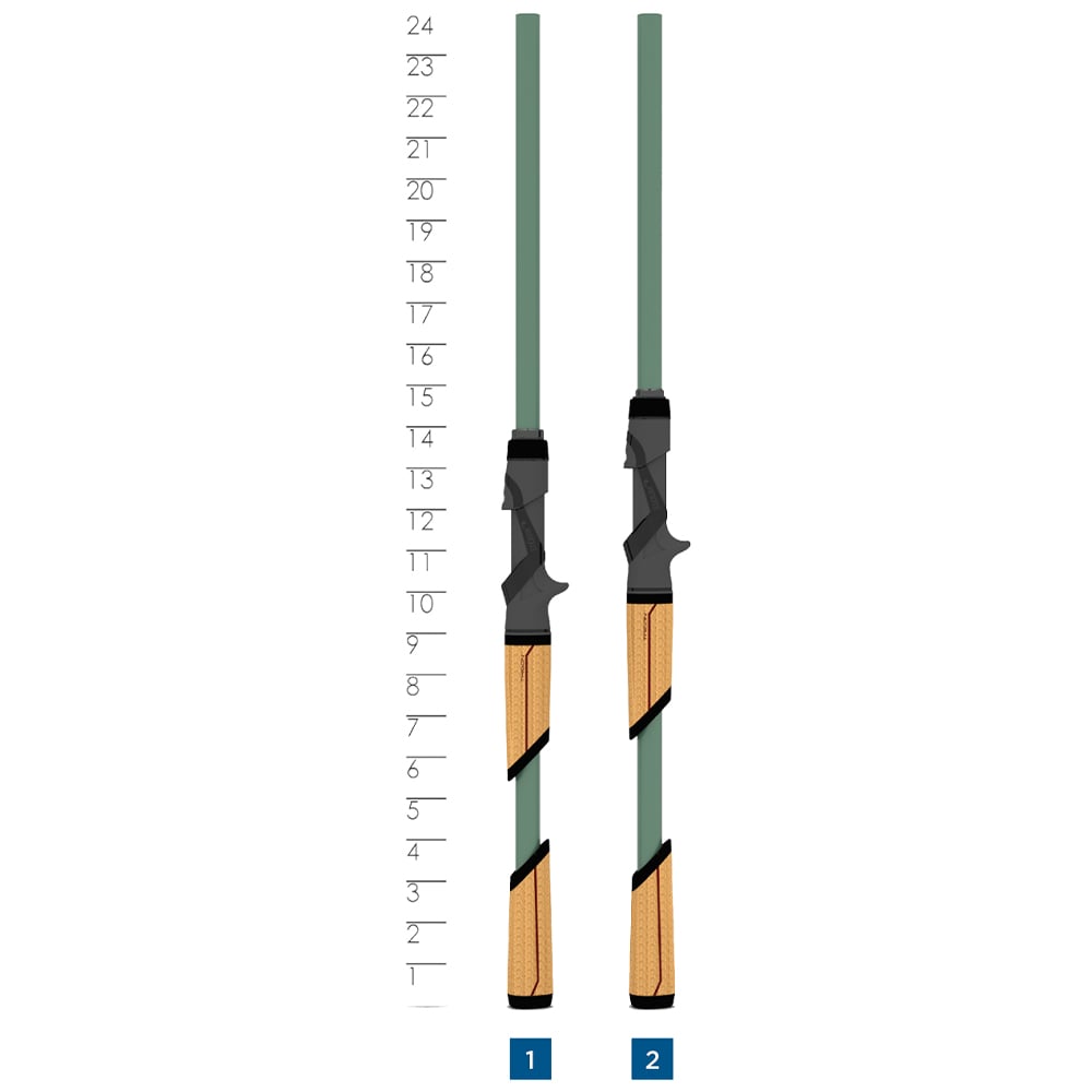 St. Croix Mojo Bass Glass Trigon Casting Rod Handle Chart