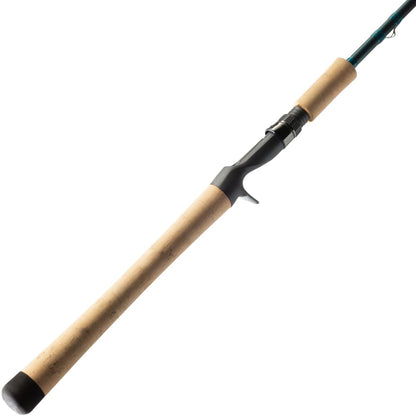 The St. Croix Mojo Inshore Casting Rod 7'0" Medium Light Moderate (JIC70MLM) by St. Croix features a cork handle, black reel seat, and a long, slender profile designed for saltwater fishing.